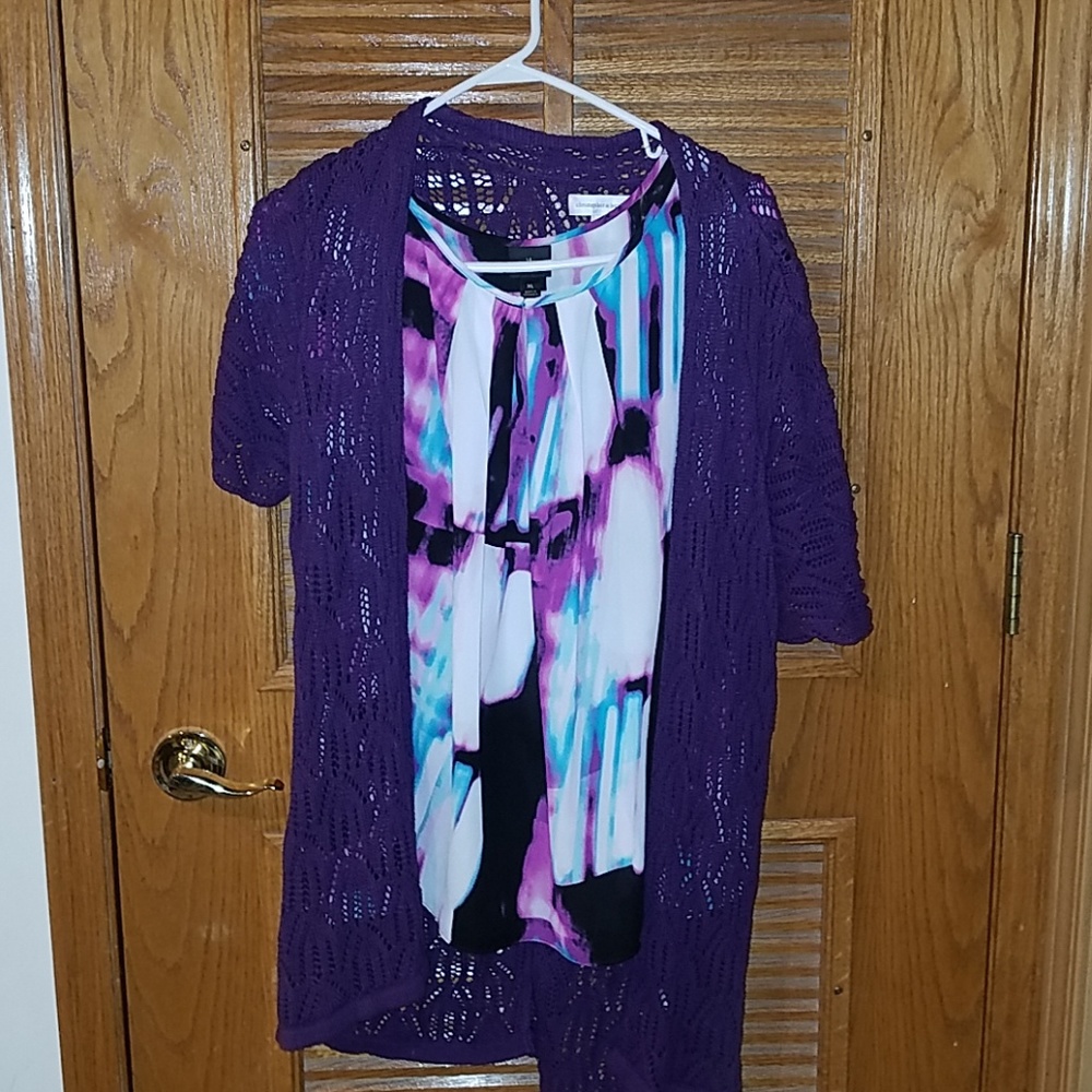 Lacy purple sweater with tie dyed shirt!
